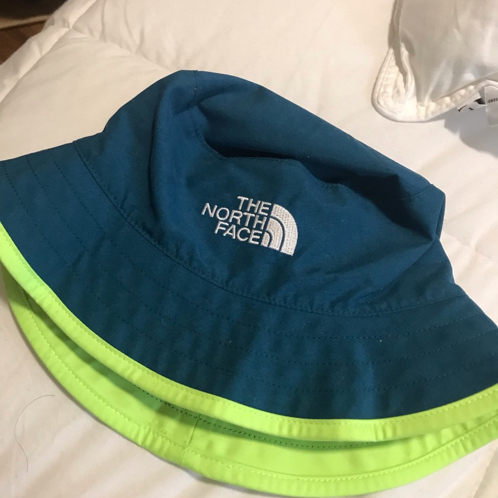The North Face Kids Blue and Neon Green Bucket Hat